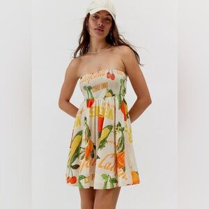 Urban Outfitters Women’s Smocked Mini Dress Multi/ Cream XS NWT